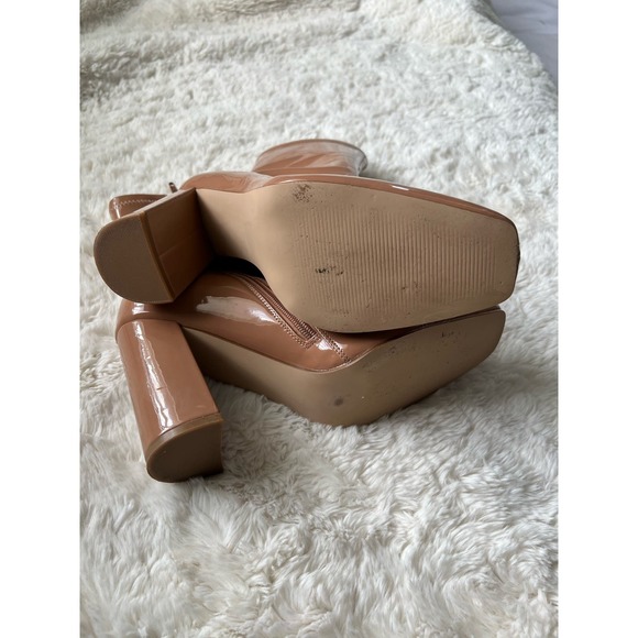 Steve Madden Mid Heel Boots Square Toe -Tan Size 9.5 - Picture 9 of 9